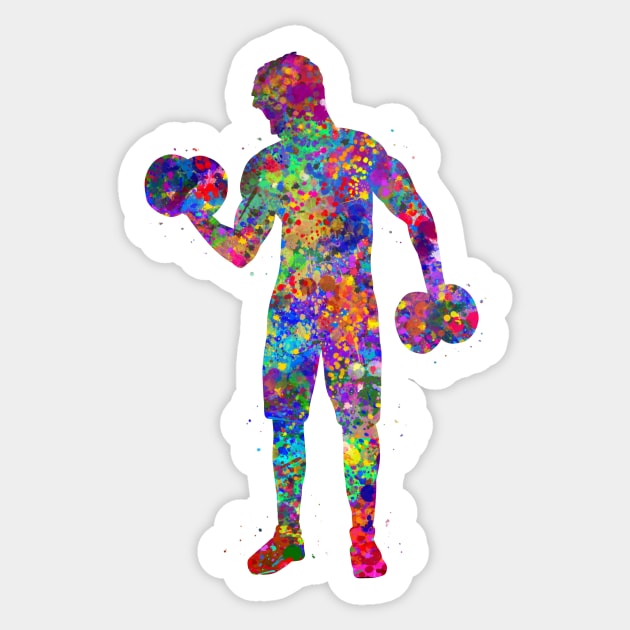 Weightlifter male watercolor art Sticker by Yahya Art